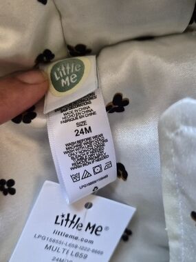 Little Me Multi Floral Infant Outfit - White with Black & Yellow Flowers